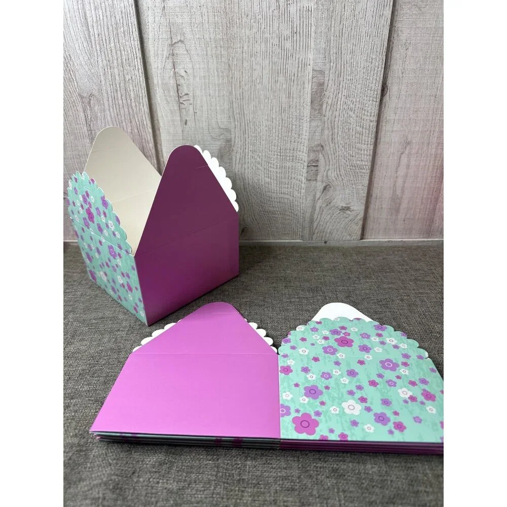 Floral Pattern Decorative Cardstock Small Gift Boxes With Ribbons Pack of 20